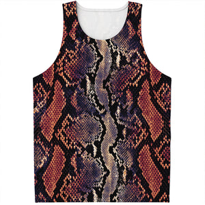 Blue And Red Snakeskin Print Men's Tank Top