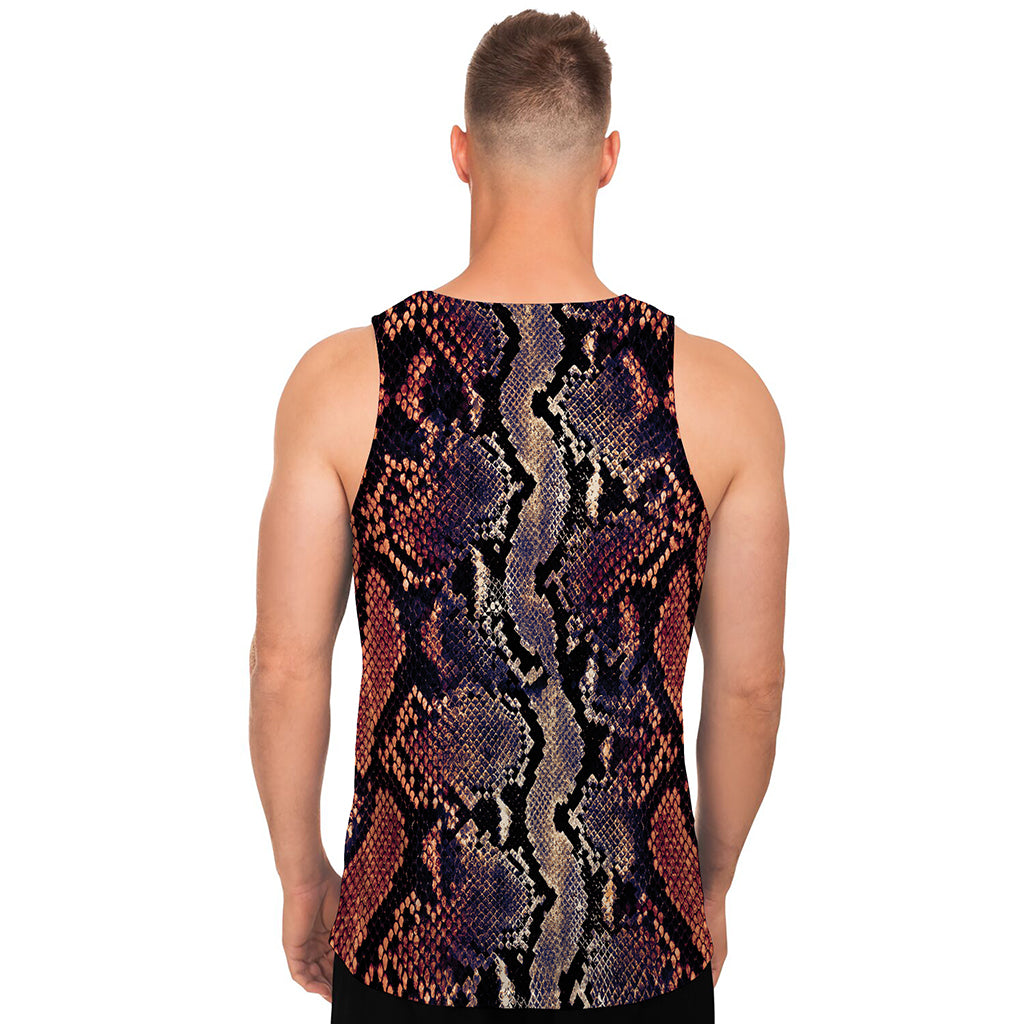 Blue And Red Snakeskin Print Men's Tank Top