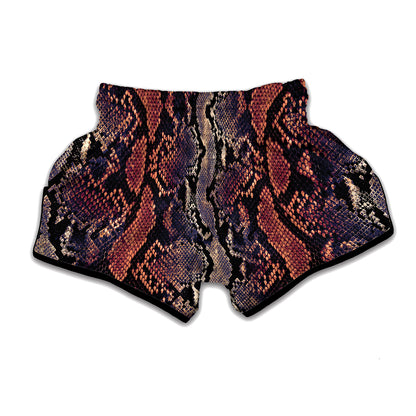 Blue And Red Snakeskin Print Muay Thai Boxing Shorts