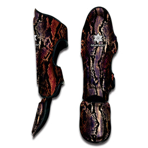 Blue And Red Snakeskin Print Muay Thai Shin Guard