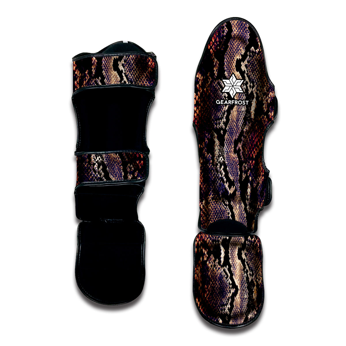 Blue And Red Snakeskin Print Muay Thai Shin Guard