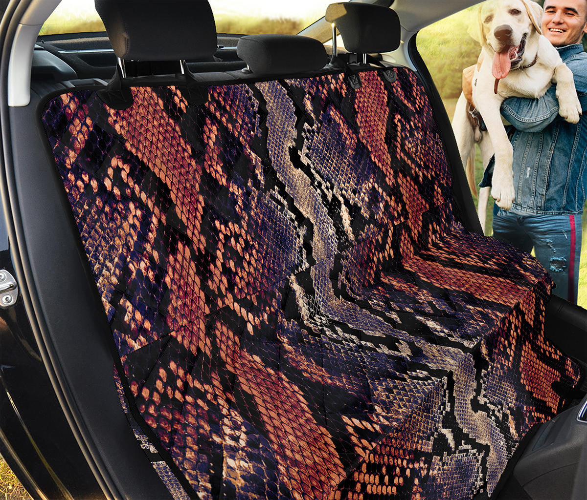 Blue And Red Snakeskin Print Pet Car Back Seat Cover