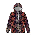 Blue And Red Snakeskin Print Pullover Hoodie