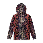 Blue And Red Snakeskin Print Pullover Hoodie