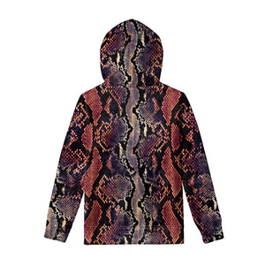 Blue And Red Snakeskin Print Pullover Hoodie