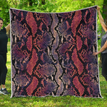Blue And Red Snakeskin Print Quilt