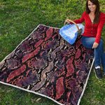 Blue And Red Snakeskin Print Quilt