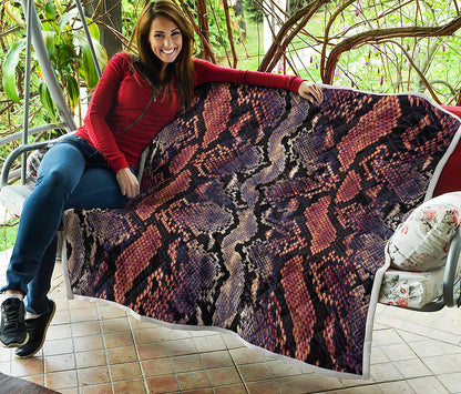 Blue And Red Snakeskin Print Quilt