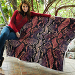 Blue And Red Snakeskin Print Quilt