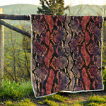 Blue And Red Snakeskin Print Quilt