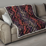 Blue And Red Snakeskin Print Quilt