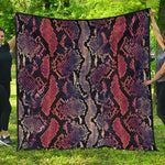 Blue And Red Snakeskin Print Quilt