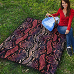 Blue And Red Snakeskin Print Quilt