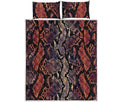 Blue And Red Snakeskin Print Quilt Bed Set
