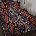 Blue And Red Snakeskin Print Quilt Bed Set