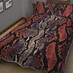 Blue And Red Snakeskin Print Quilt Bed Set