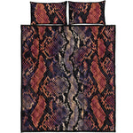 Blue And Red Snakeskin Print Quilt Bed Set