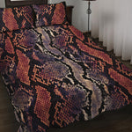 Blue And Red Snakeskin Print Quilt Bed Set