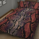 Blue And Red Snakeskin Print Quilt Bed Set