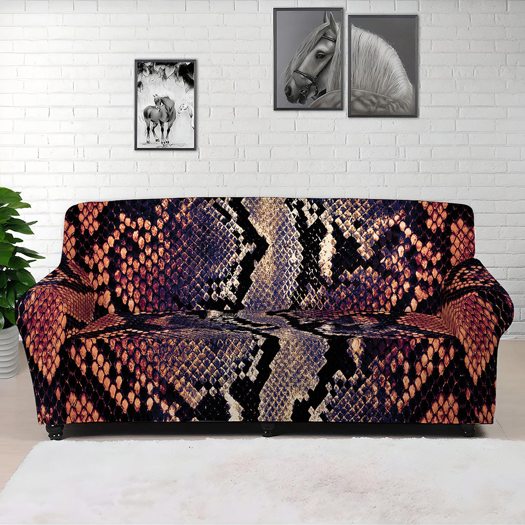 Blue And Red Snakeskin Print Sofa Cover