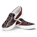 Blue And Red Snakeskin Print White Slip On Sneakers