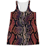 Blue And Red Snakeskin Print Women's Racerback Tank Top