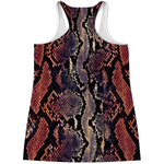 Blue And Red Snakeskin Print Women's Racerback Tank Top