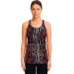 Blue And Red Snakeskin Print Women's Racerback Tank Top