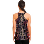 Blue And Red Snakeskin Print Women's Racerback Tank Top