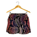 Blue And Red Snakeskin Print Women's Shorts