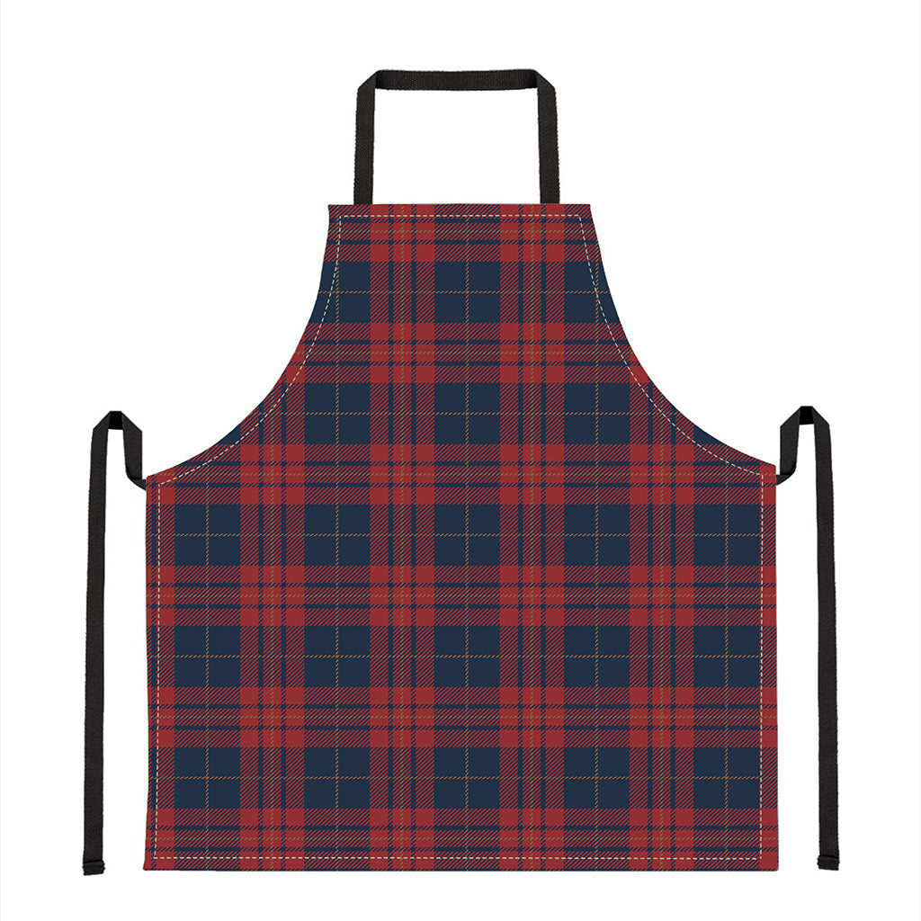 Blue And Red Tartan Pattern Print Apron