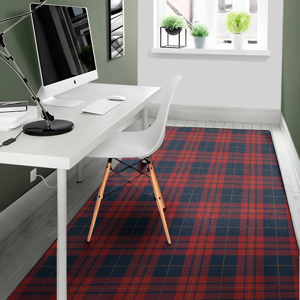 Blue And Red Tartan Pattern Print Area Rug