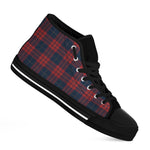Blue And Red Tartan Pattern Print Black High Top Shoes