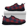 Blue And Red Tartan Pattern Print Black Running Shoes