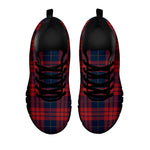 Blue And Red Tartan Pattern Print Black Sneakers
