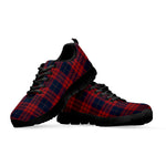 Blue And Red Tartan Pattern Print Black Sneakers
