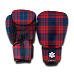 Blue And Red Tartan Pattern Print Boxing Gloves