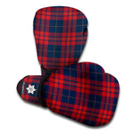 Blue And Red Tartan Pattern Print Boxing Gloves