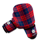 Blue And Red Tartan Pattern Print Boxing Gloves