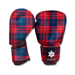 Blue And Red Tartan Pattern Print Boxing Gloves