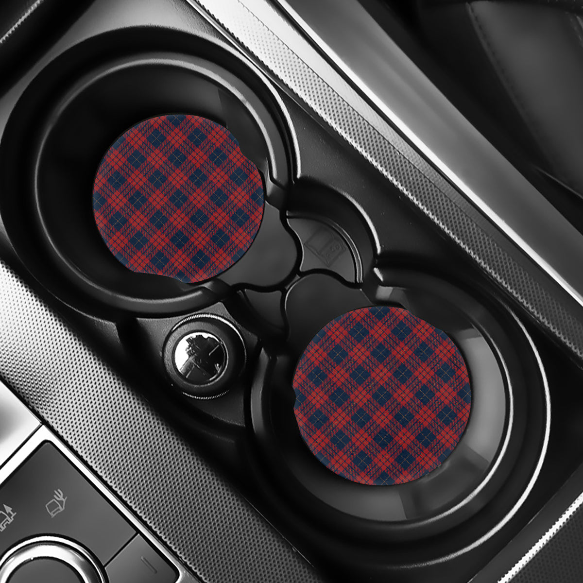 Blue And Red Tartan Pattern Print Car Coasters