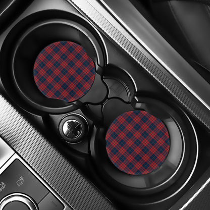 Blue And Red Tartan Pattern Print Car Coasters
