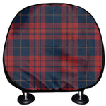 Blue And Red Tartan Pattern Print Car Headrest Covers