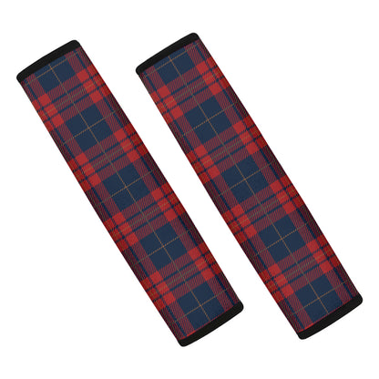 Blue And Red Tartan Pattern Print Car Seat Belt Covers