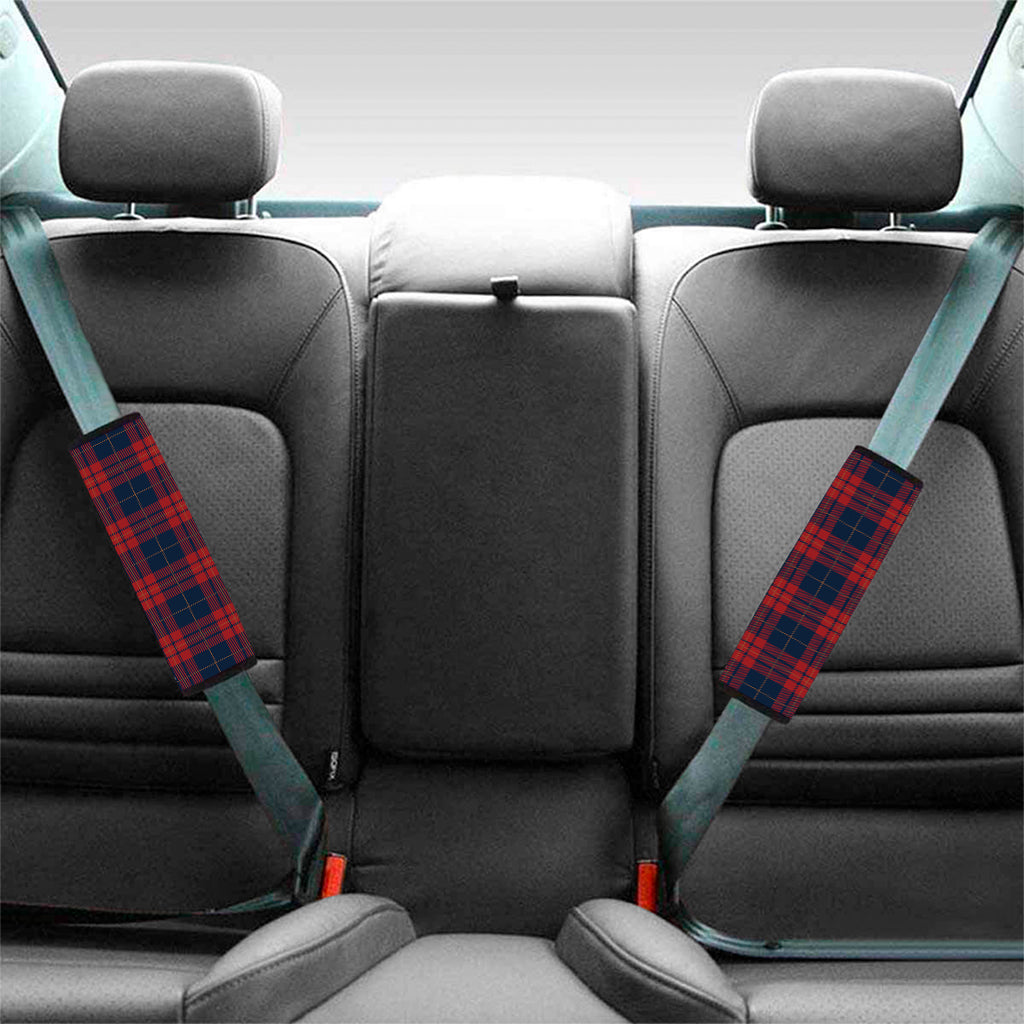 Blue And Red Tartan Pattern Print Car Seat Belt Covers