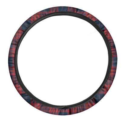 Blue And Red Tartan Pattern Print Car Steering Wheel Cover