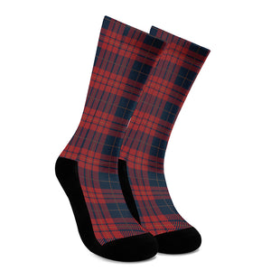 Blue And Red Tartan Pattern Print Crew Socks