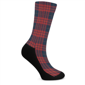 Blue And Red Tartan Pattern Print Crew Socks