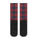 Blue And Red Tartan Pattern Print Crew Socks