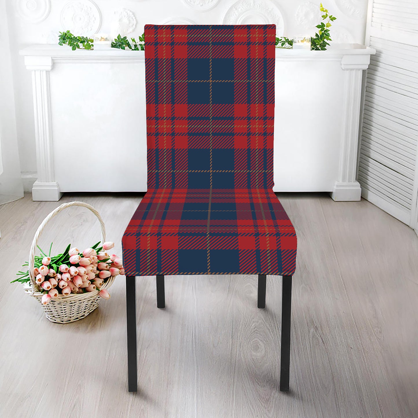 Blue And Red Tartan Pattern Print Dining Chair Slipcover